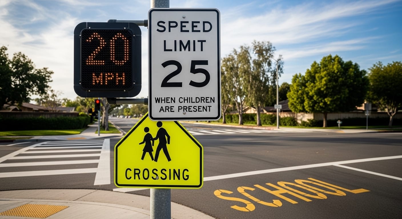 California 20 mph school zone speed limit law