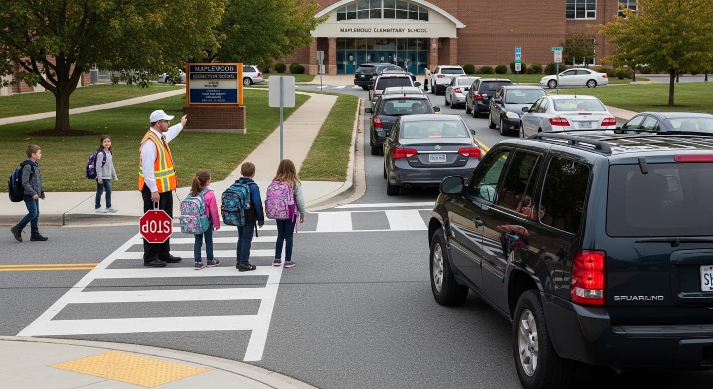 Unsafe school drop off accident risk in Riverside