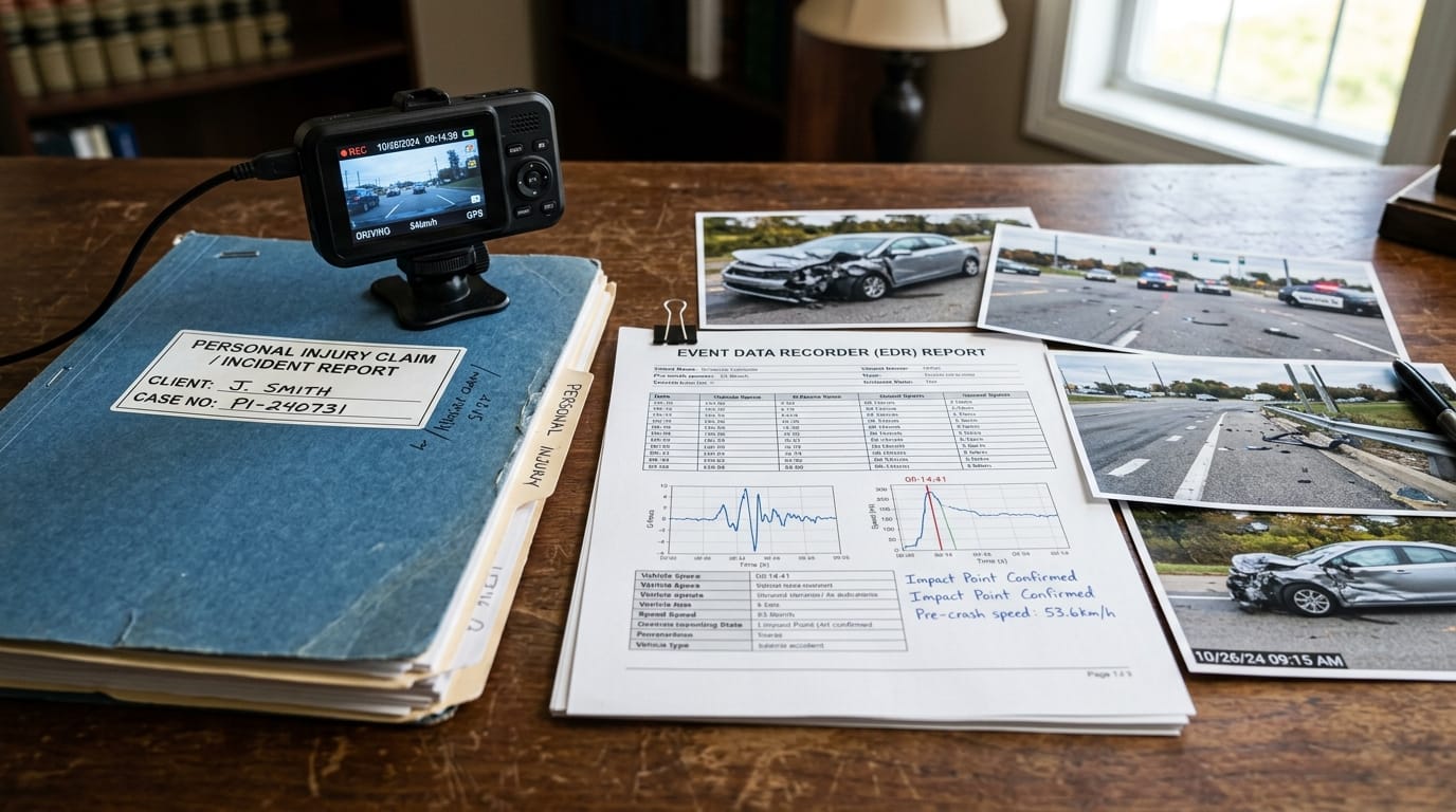 Dashcam and black box evidence used in a Riverside freeway accident claim